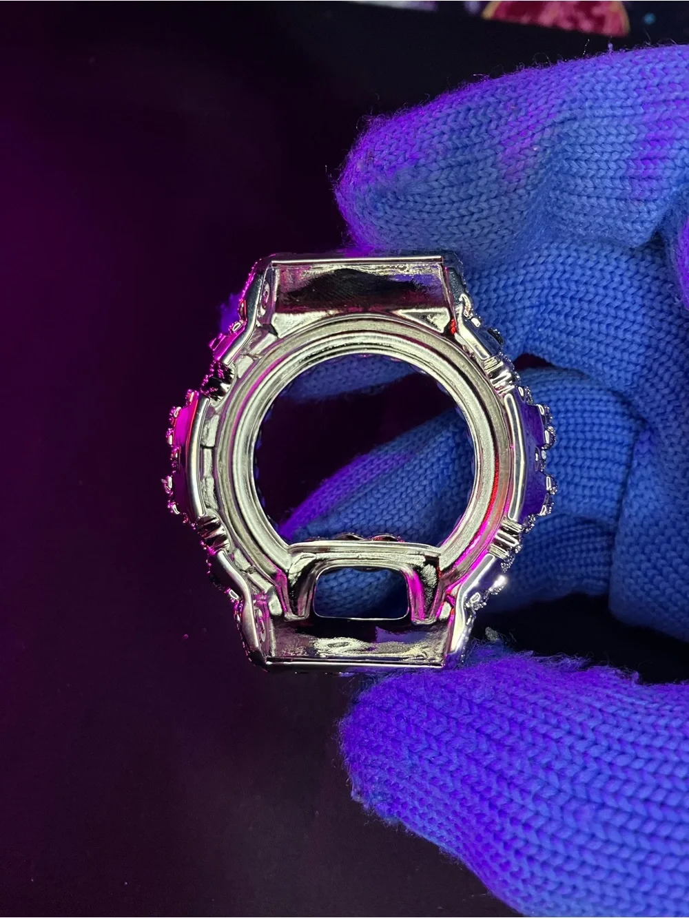 G Shock Moissanite Iced Out Bezel Silver DW-6900